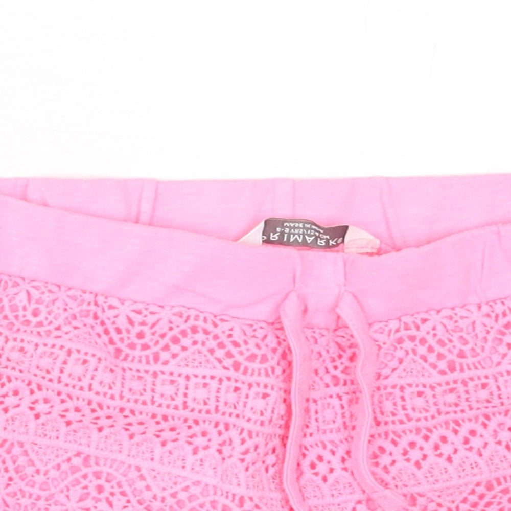 Primark Girls Pink Geometric Polyester Sweat Shorts Size 8-9 Years  Regular Tie