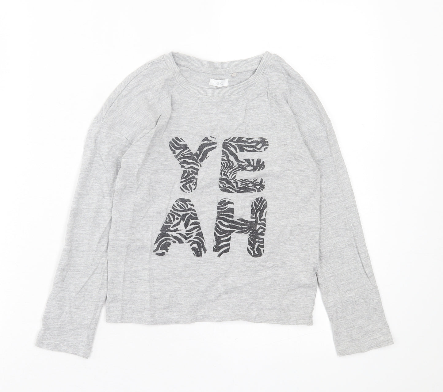 NEXT Girls Grey  Cotton Basic Casual Size 8 Years Crew Neck Pullover