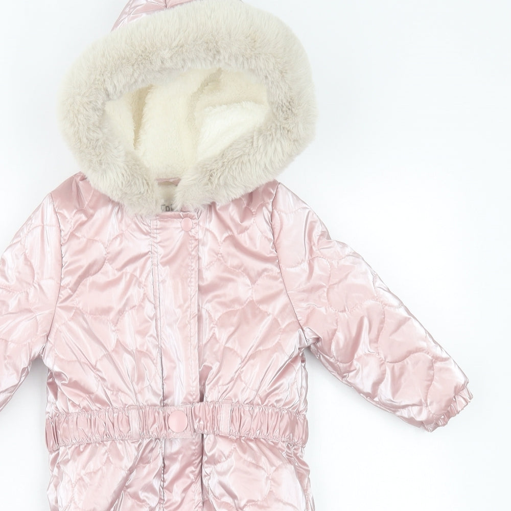 F&F Girls Pink   Basic Coat Poncho Size 12-18 Months   Zip