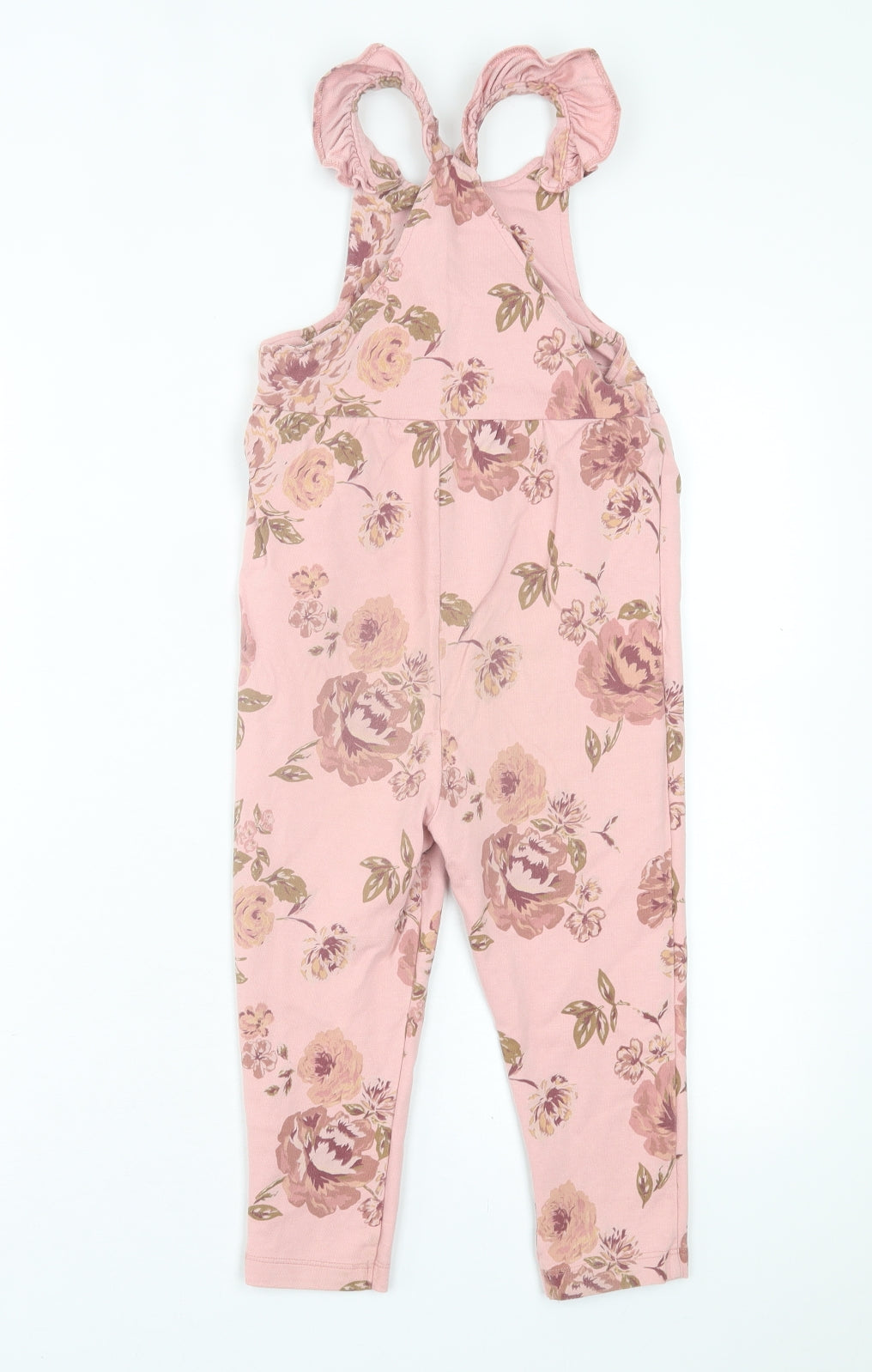 NEXT Girls Pink Floral Cotton Jumpsuit One-Piece Size 2-3 Years  Button
