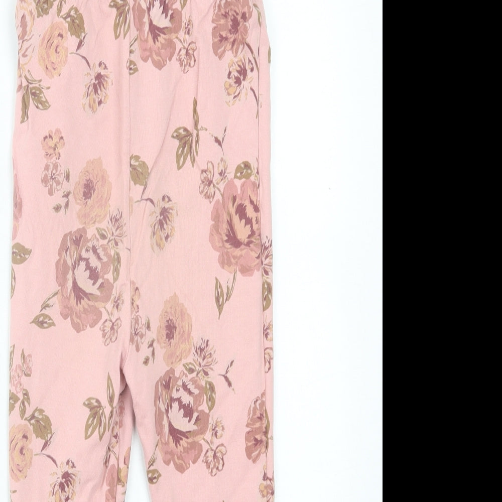 NEXT Girls Pink Floral Cotton Jumpsuit One-Piece Size 2-3 Years  Button