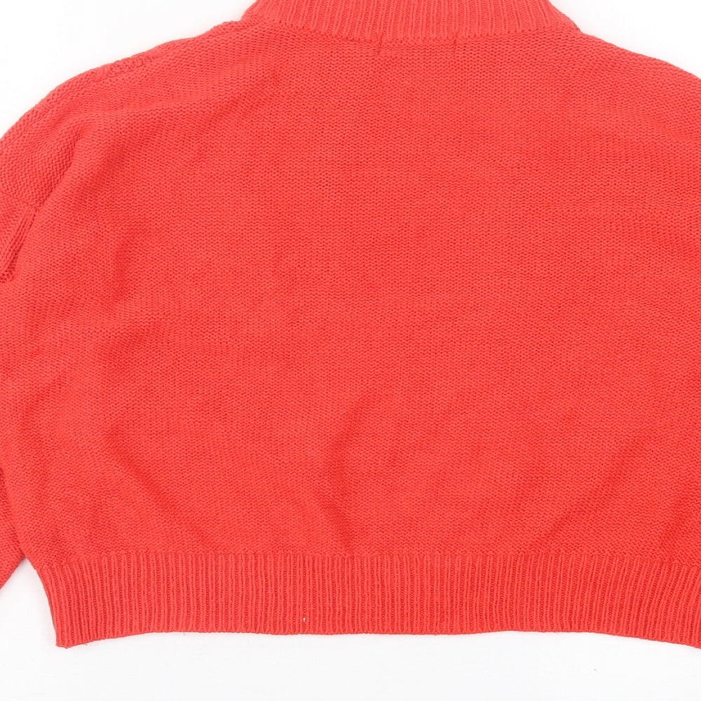 Brave Soul Womens Red High Neck  Acrylic Pullover Jumper Size M