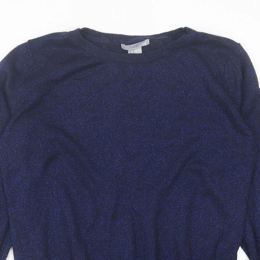 H&M Womens Blue Crew Neck  Viscose Pullover Jumper Size M