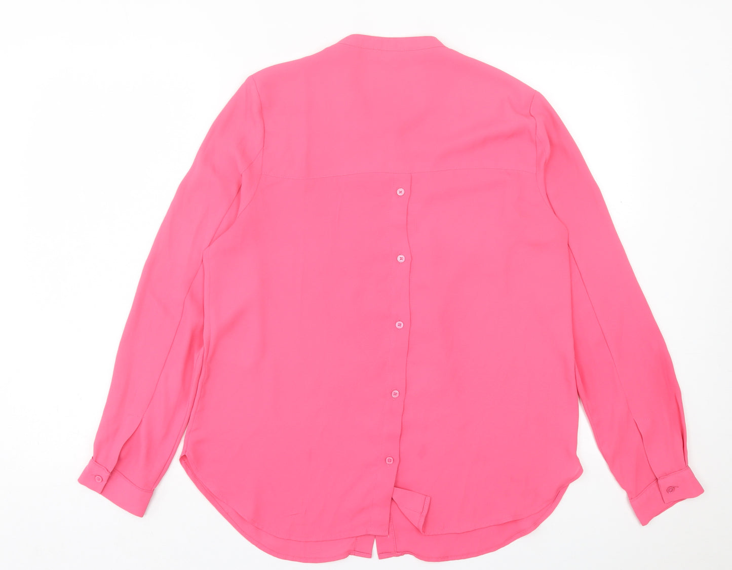 Warehouse Womens Pink  Polyester Basic Button-Up Size 12 Crew Neck