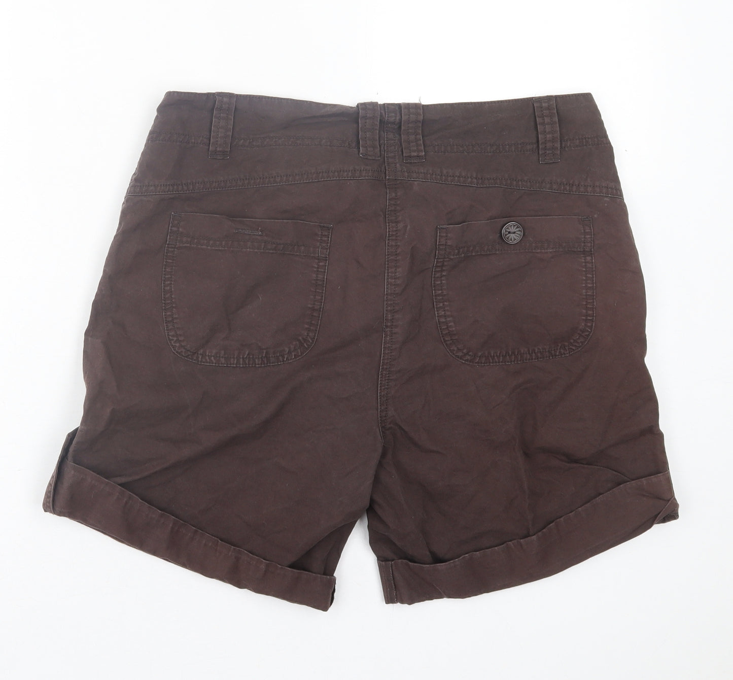 Debenhams Womens Brown  Cotton Bermuda Shorts Size 12 L6 in Regular Button