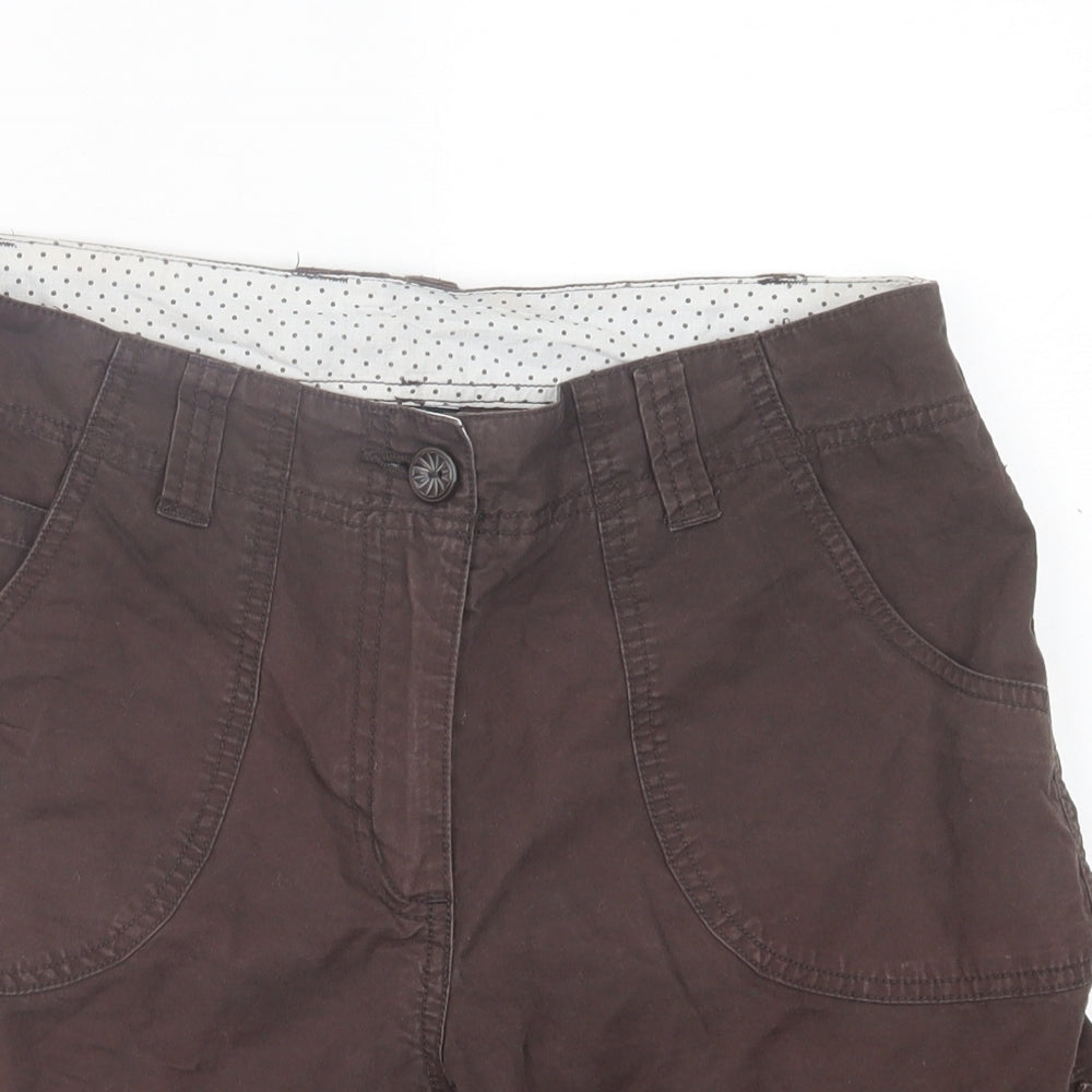 Debenhams Womens Brown  Cotton Bermuda Shorts Size 12 L6 in Regular Button