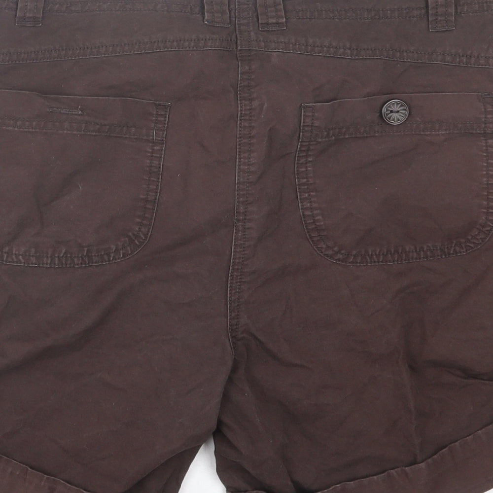 Debenhams Womens Brown  Cotton Bermuda Shorts Size 12 L6 in Regular Button