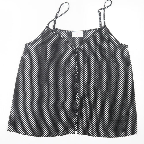 Savida Womens Black Polka Dot Polyester Basic Tank Size L V-Neck