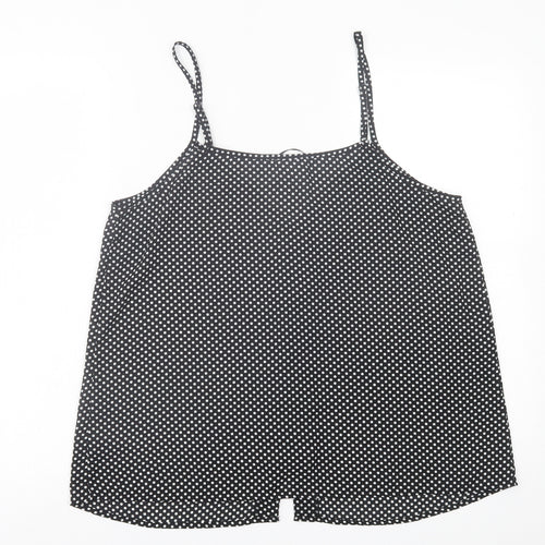 Savida Womens Black Polka Dot Polyester Basic Tank Size L V-Neck