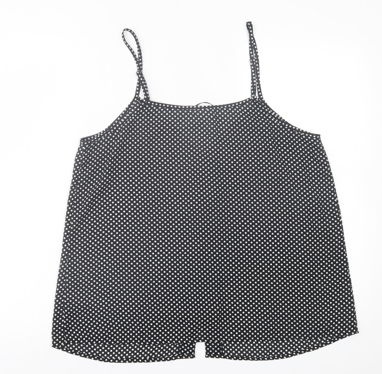Savida Womens Black Polka Dot Polyester Basic Tank Size L V-Neck