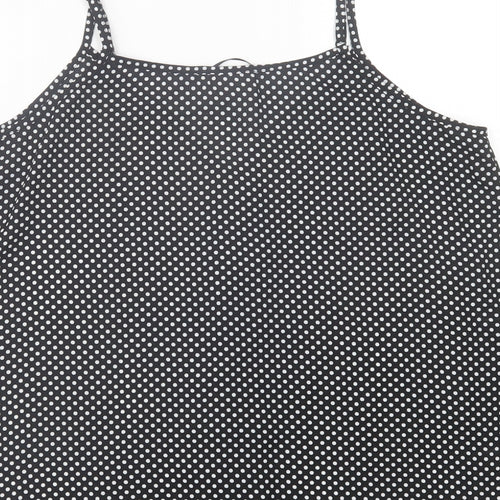 Savida Womens Black Polka Dot Polyester Basic Tank Size L V-Neck