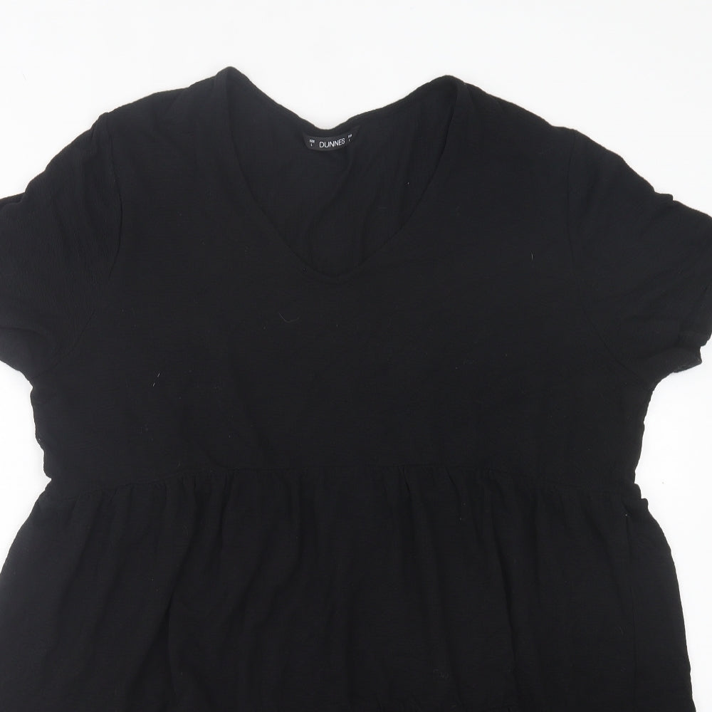 Dunnes Stores Womens Black  Polyester A-Line  Size L  V-Neck Pullover