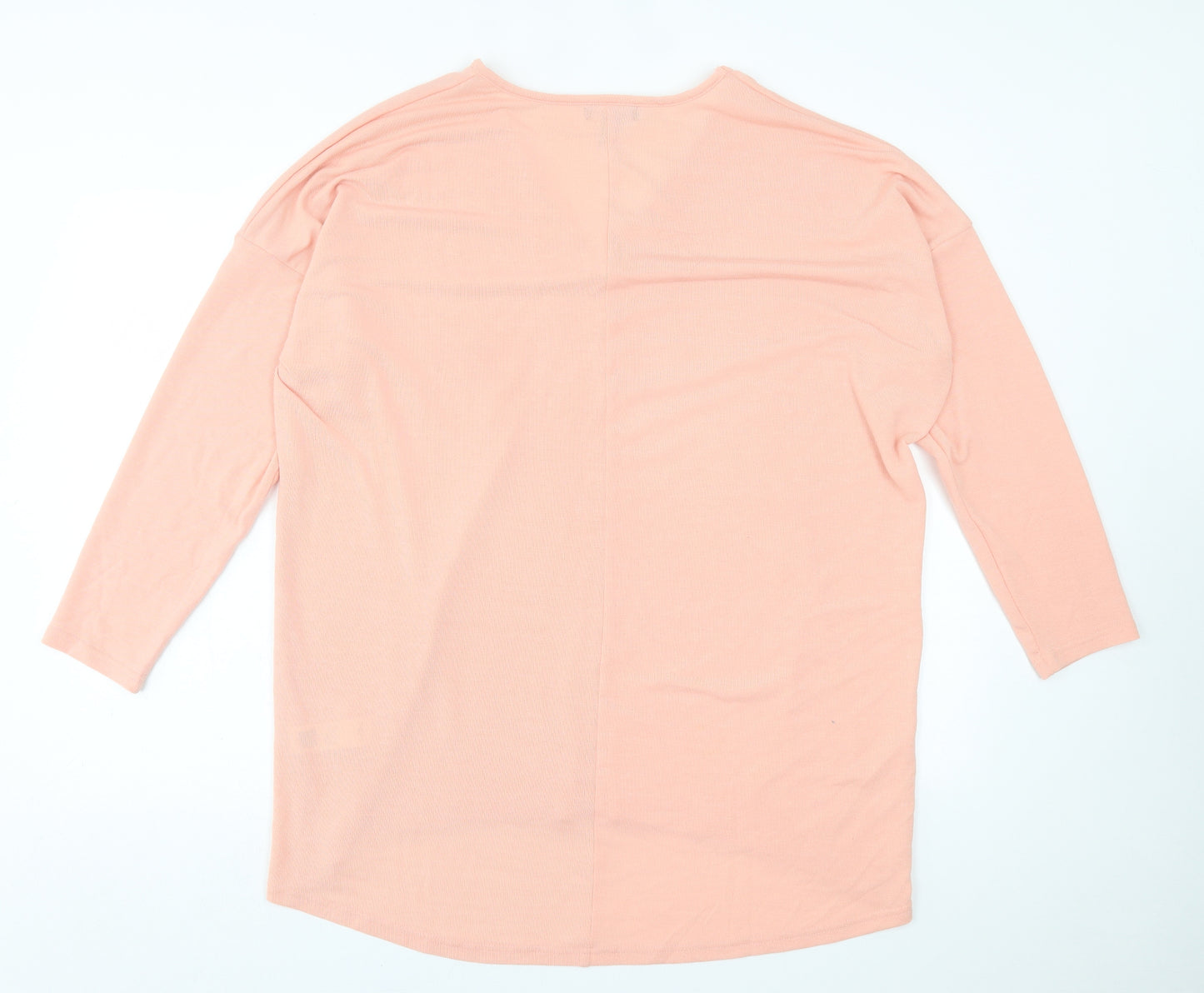 New Look Womens Pink  Polyester Basic T-Shirt Size L V-Neck