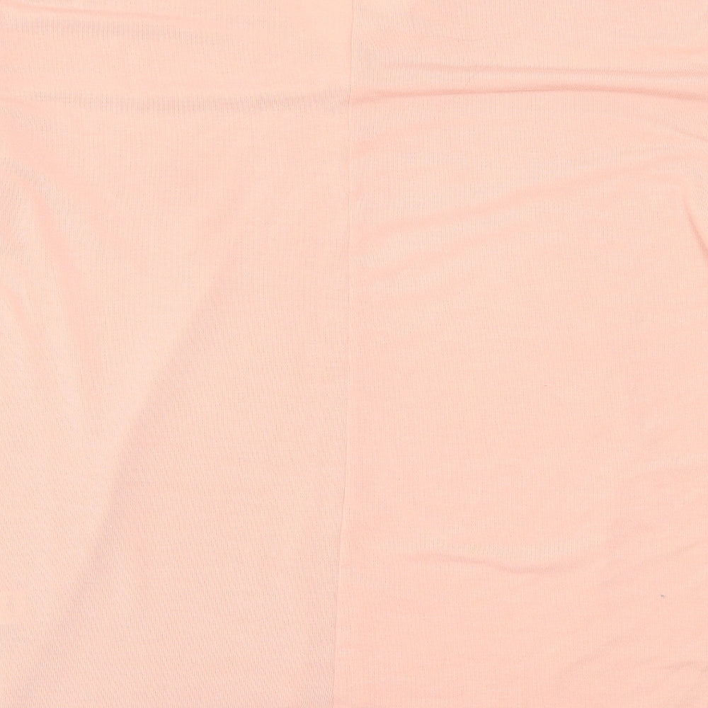 New Look Womens Pink  Polyester Basic T-Shirt Size L V-Neck