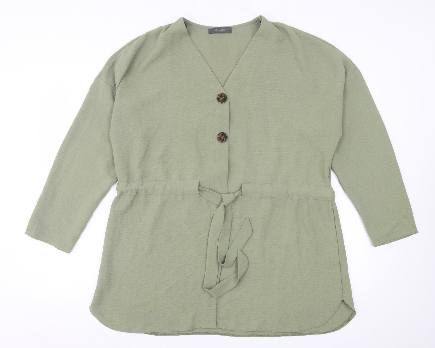 Primark Womens Green  Polyester Basic Blouse Size 16 V-Neck