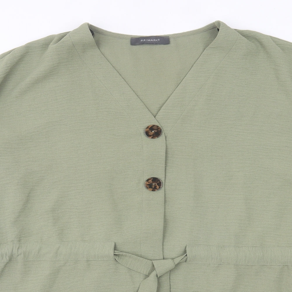 Primark Womens Green  Polyester Basic Blouse Size 16 V-Neck