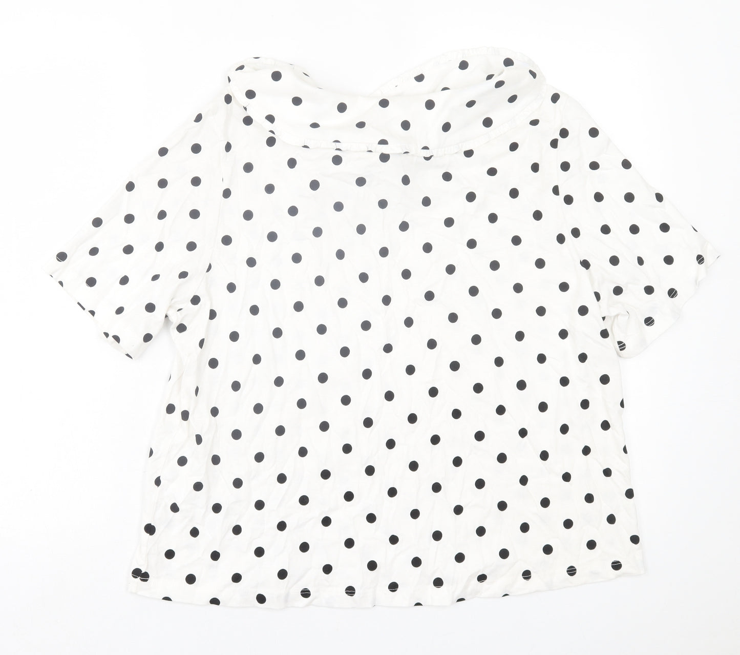 ASOS Womens White Polka Dot Cotton Basic T-Shirt Size 16 Collared