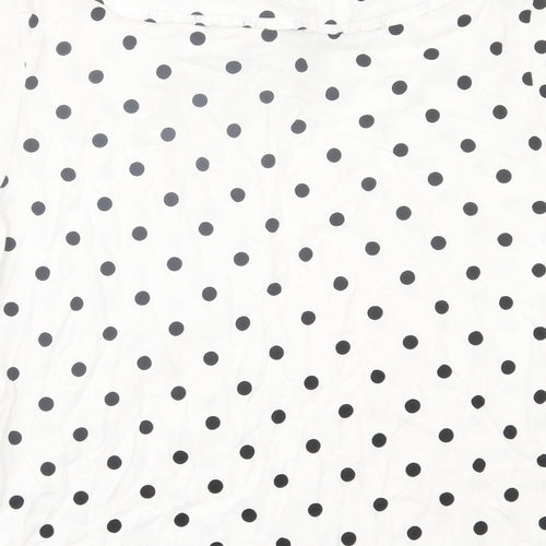 ASOS Womens White Polka Dot Cotton Basic T-Shirt Size 16 Collared