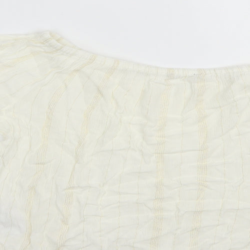 New Look Womens White Striped Viscose Basic Blouse Size 10 Off the Shoulder
