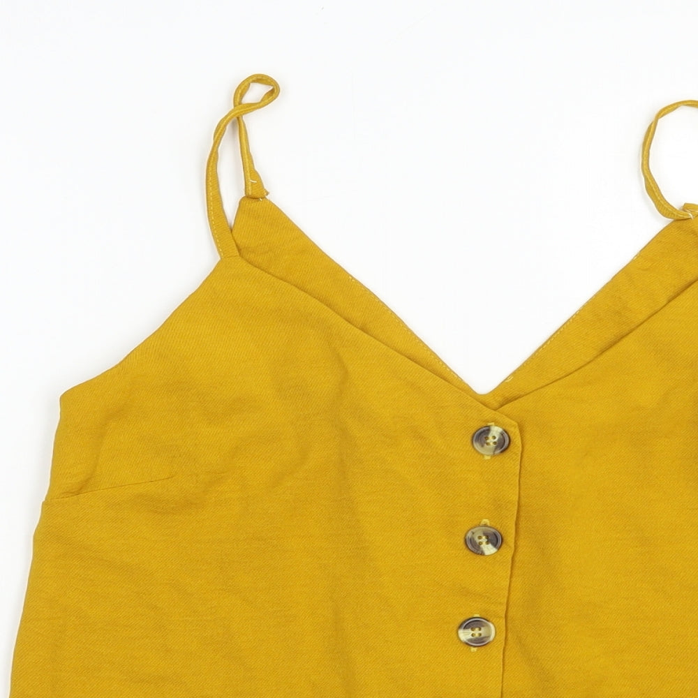New Look Womens Yellow  Polyester Camisole Blouse Size 8 V-Neck