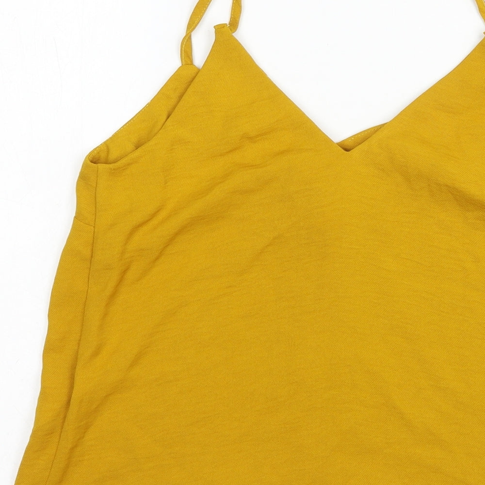 New Look Womens Yellow  Polyester Camisole Blouse Size 8 V-Neck