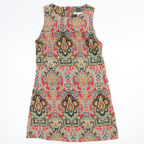 Glamorous Womens Multicoloured Paisley Polyester Shift  Size 8  Boat Neck Zip