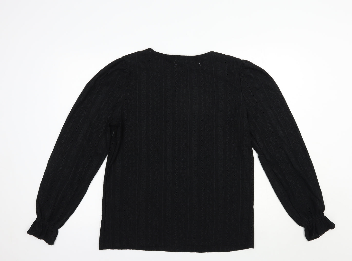 Papaya Womens Black  Polyester Basic Blouse Size 12 Boat Neck