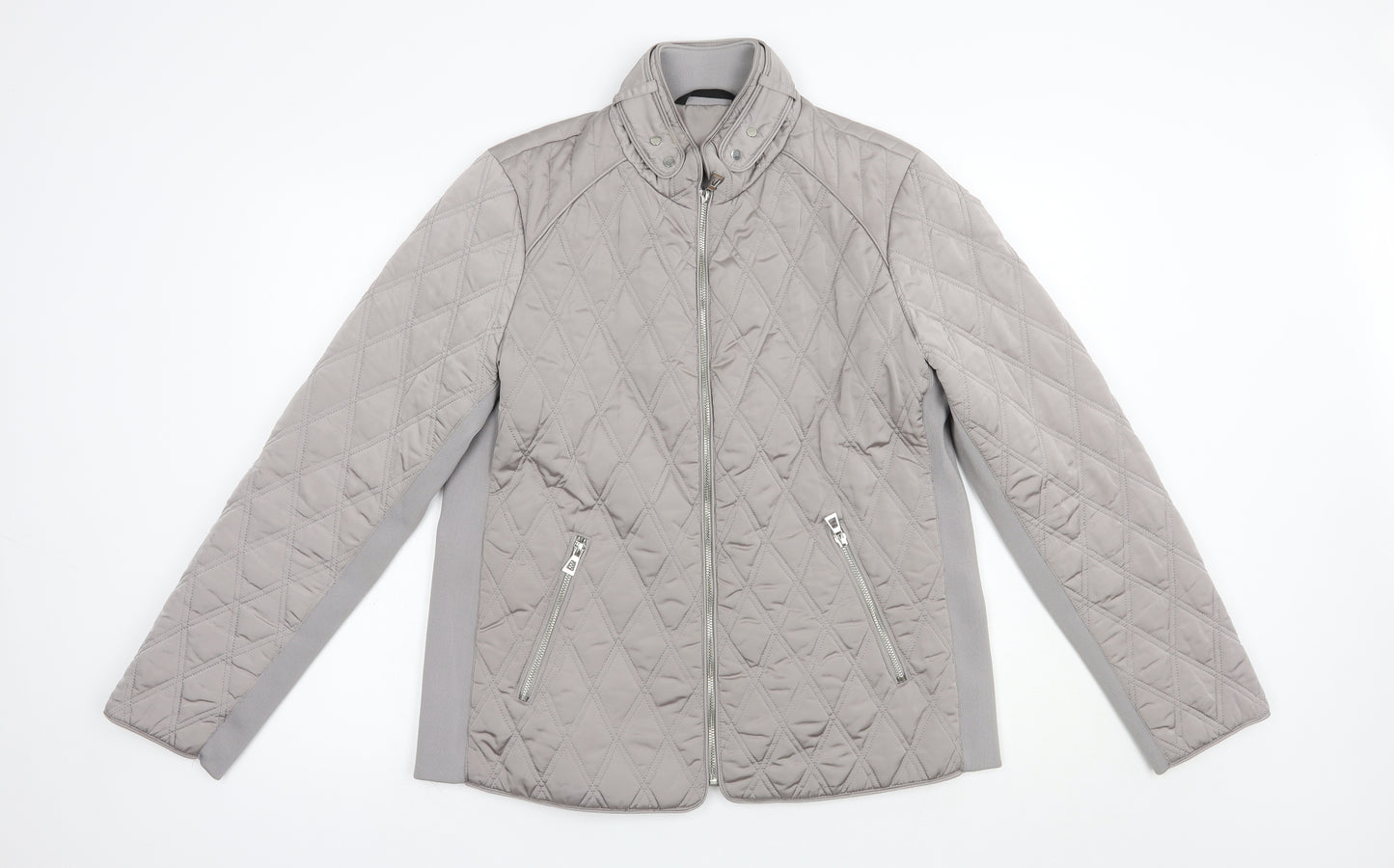 Dunnes Stores Womens Grey   Quilted Jacket Size 16  Zip