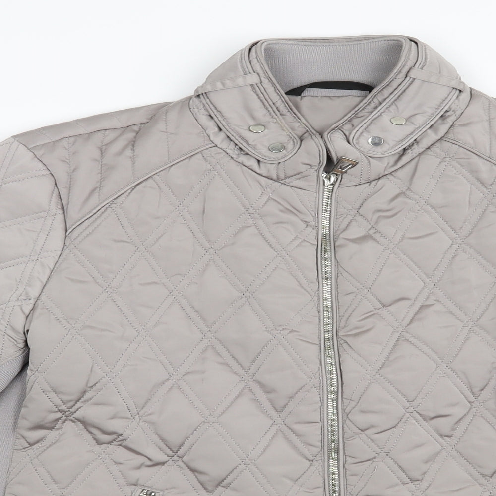 Dunnes Stores Womens Grey   Quilted Jacket Size 16  Zip