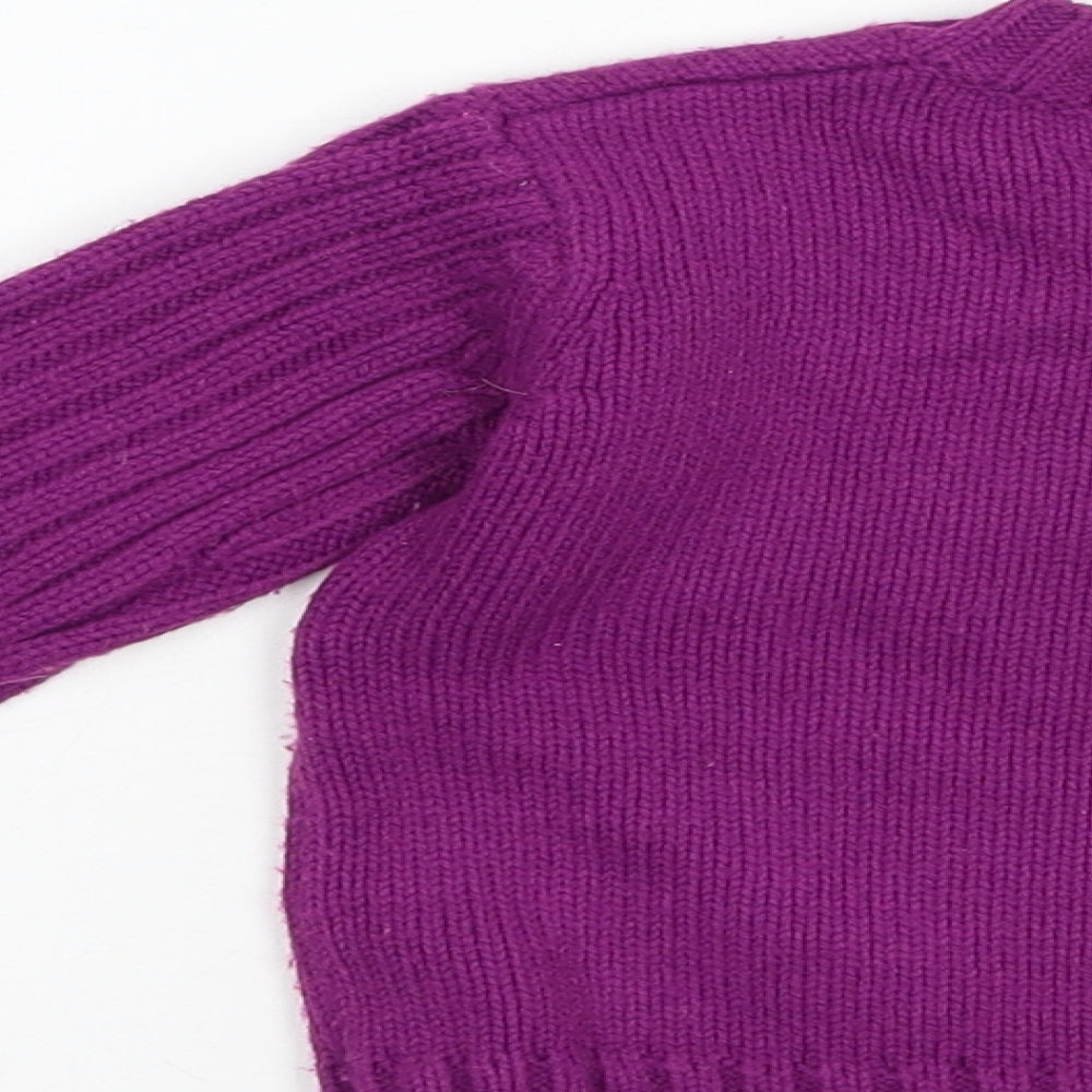 Vertbaudet Girls Purple V-Neck  Acrylic Pullover Jumper Size 3 Years  Pullover