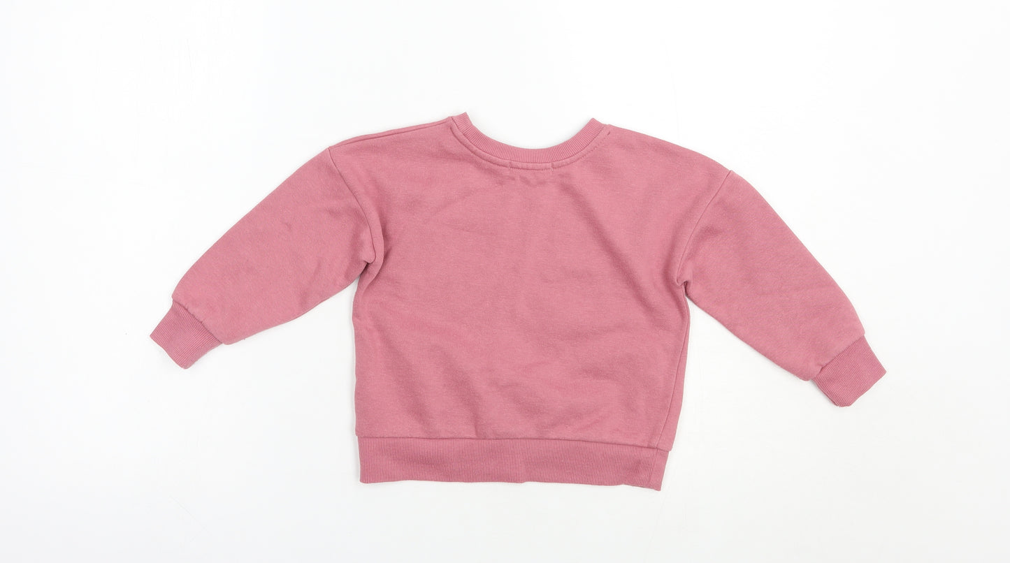Primark Girls Pink  Cotton Pullover Sweatshirt Size 2-3 Years  Pullover - Heart