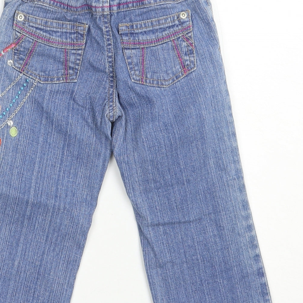 Girl 2 Girl Girls Blue Geometric Cotton Capri Jeans Size 3-4 Years  Regular Snap