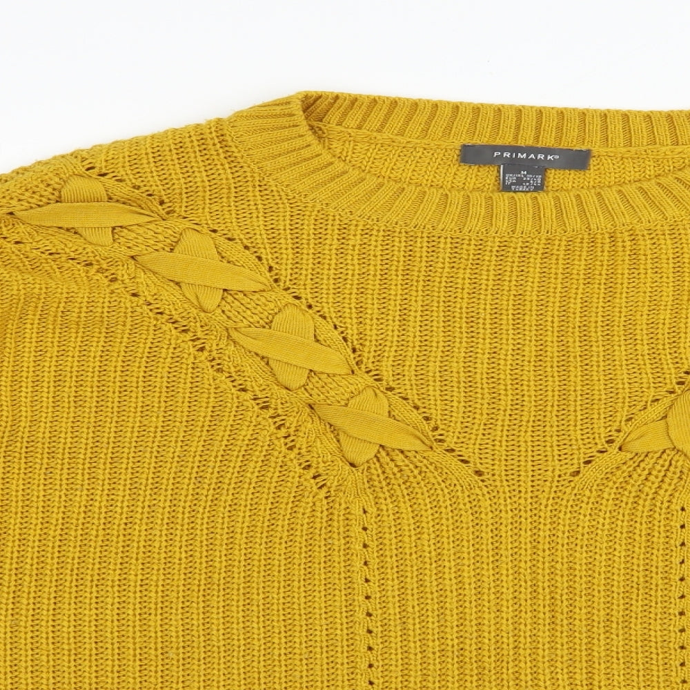 Primark Womens Yellow Crew Neck  Acrylic Pullover Jumper Size 10