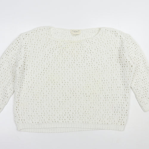 NEXT Womens White Boat Neck  Acrylic Pullover Jumper Size 12