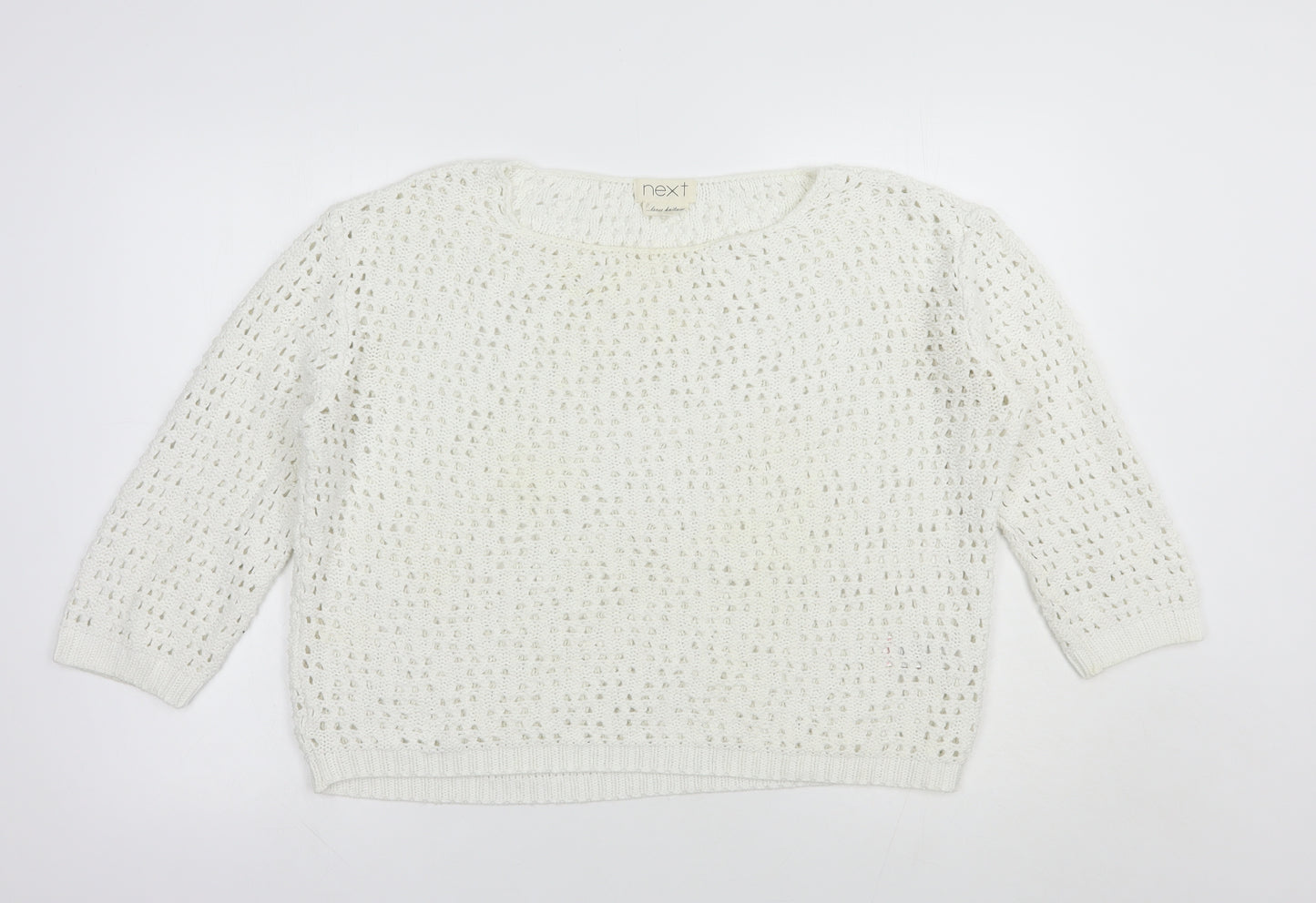 NEXT Womens White Boat Neck  Acrylic Pullover Jumper Size 12