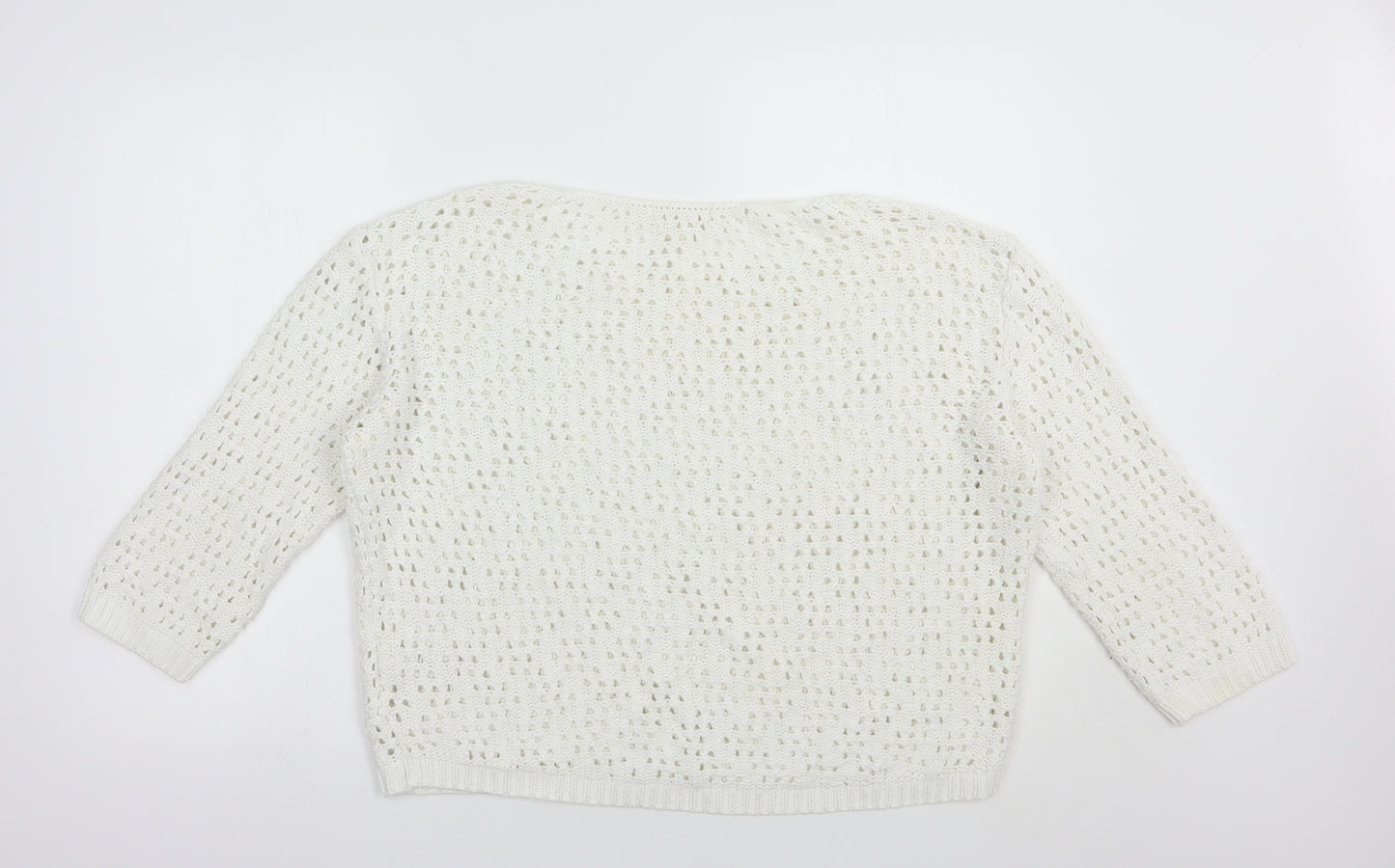 NEXT Womens White Boat Neck  Acrylic Pullover Jumper Size 12