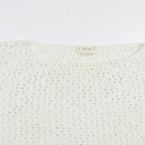 NEXT Womens White Boat Neck  Acrylic Pullover Jumper Size 12