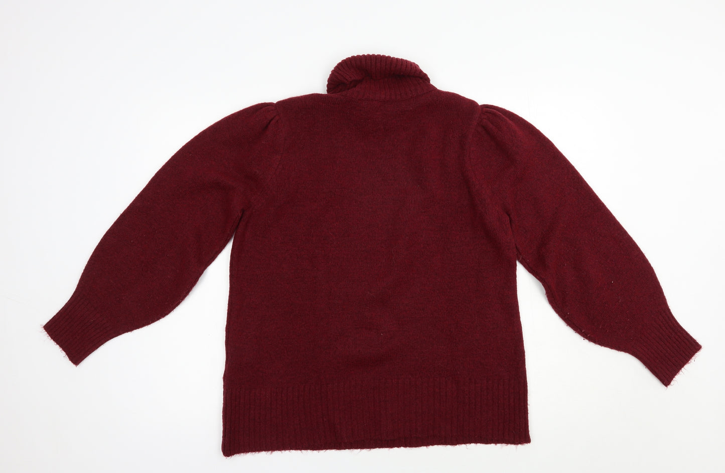 Peacocks Womens Red Roll Neck  Acrylic Pullover Jumper Size M