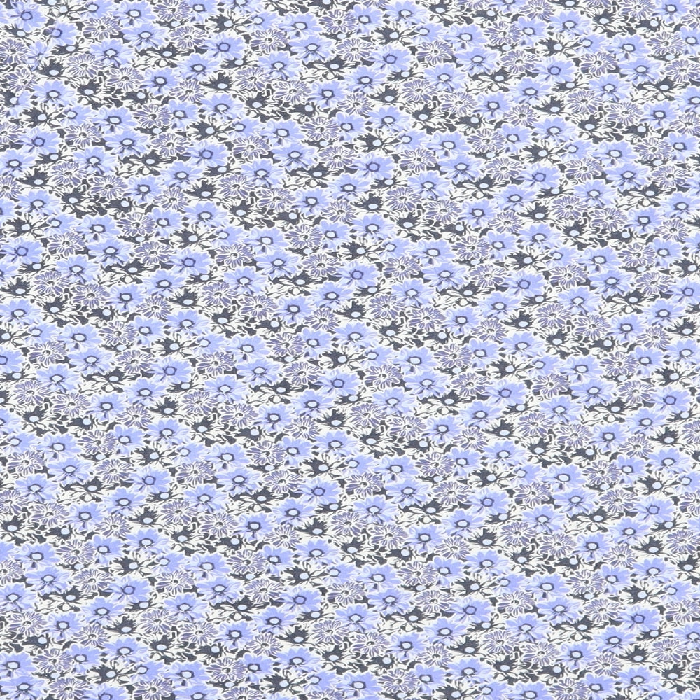 Damart Womens Blue Floral Cotton Basic T-Shirt Size 18 Crew Neck