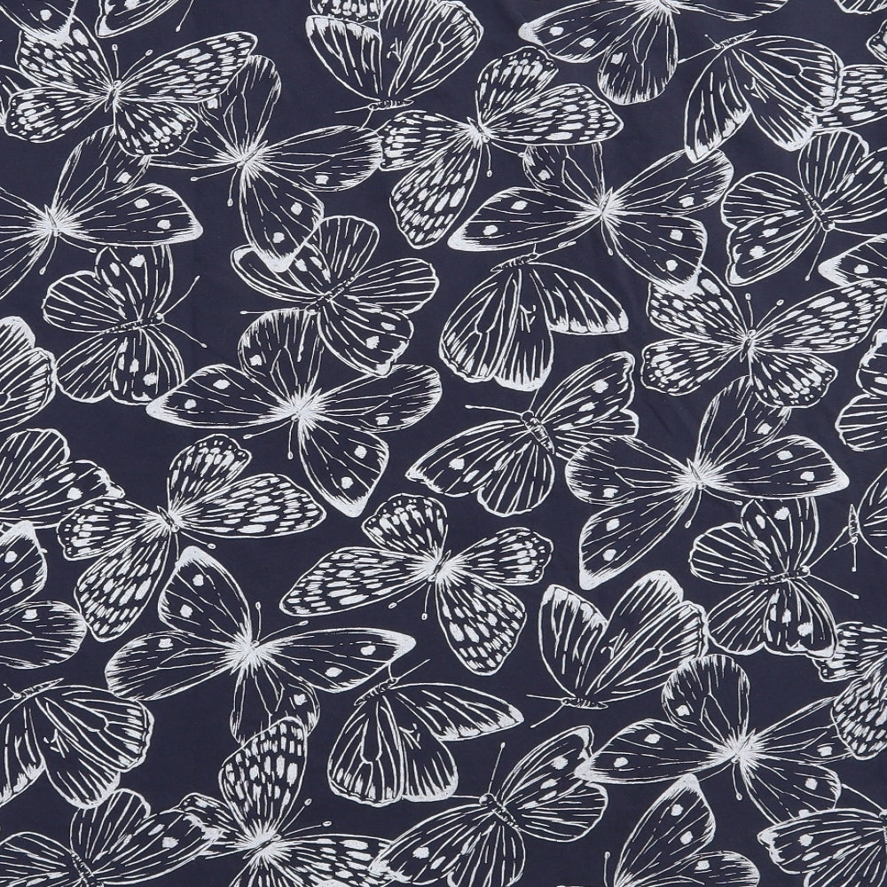 F&F Womens Blue Geometric Cotton Basic T-Shirt Size 20 Boat Neck - Butterfly Print