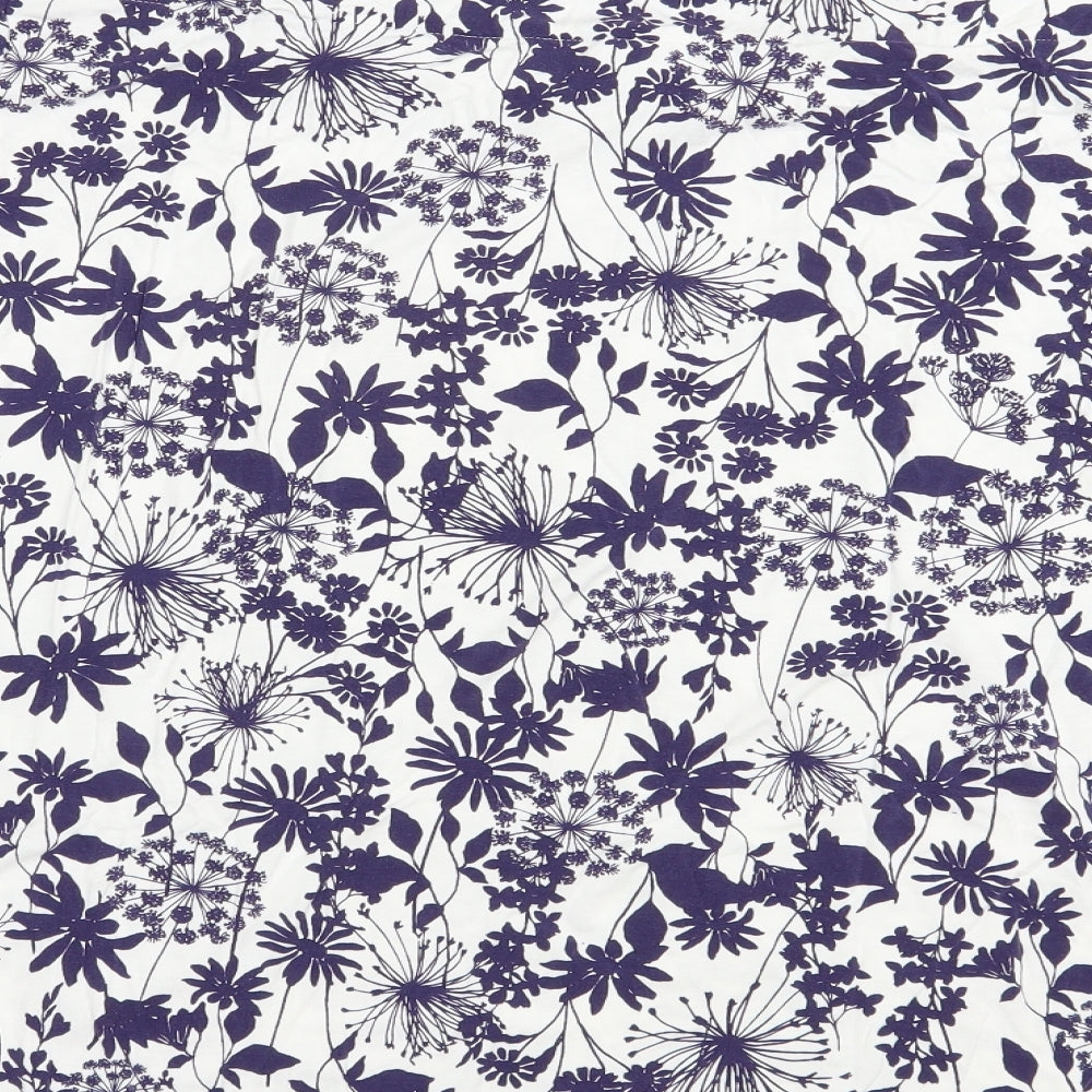 Bonmarché Womens White Floral Viscose Basic Blouse Size 24 Boat Neck