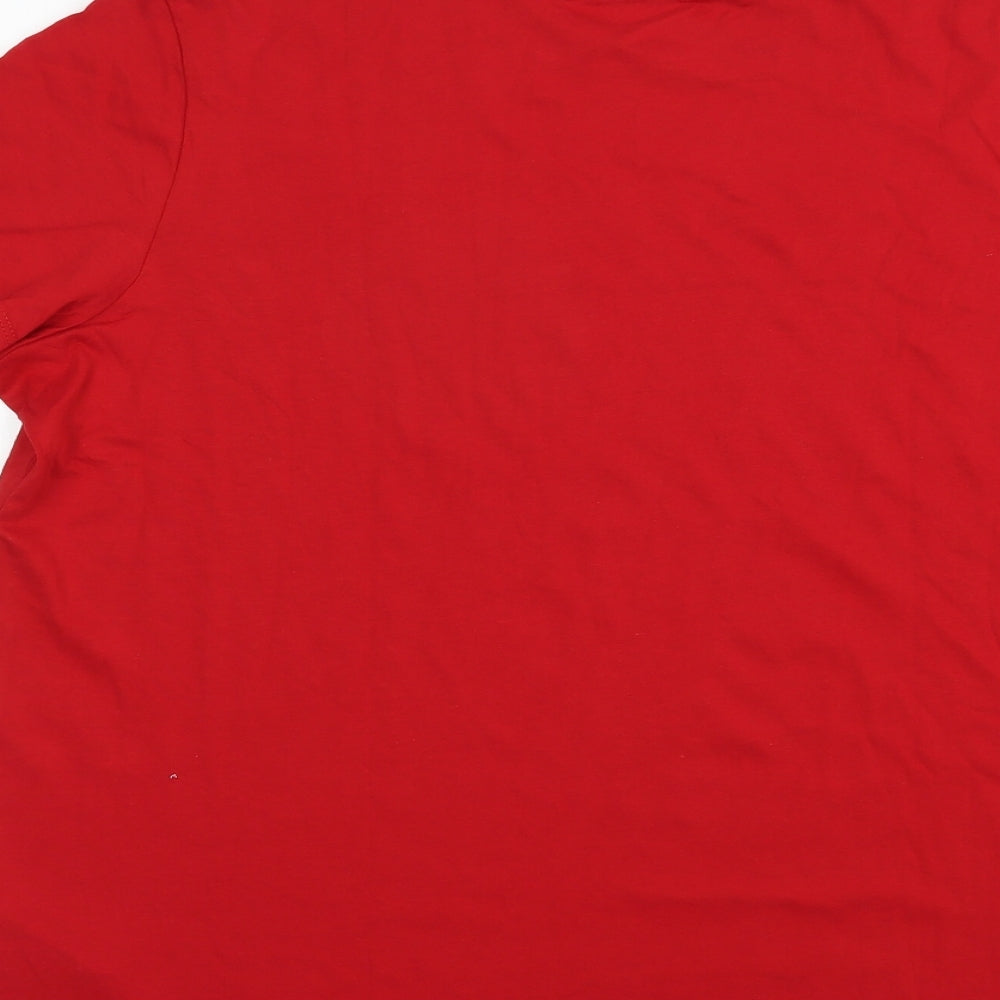 Primark Womens Red  Cotton Basic T-Shirt Size 18 Crew Neck - Christmas Top