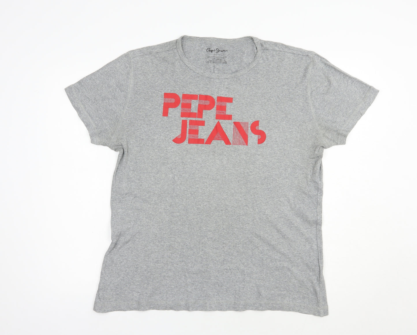 Pepe Jeans Womens Grey  Cotton Basic T-Shirt Size XL Crew Neck