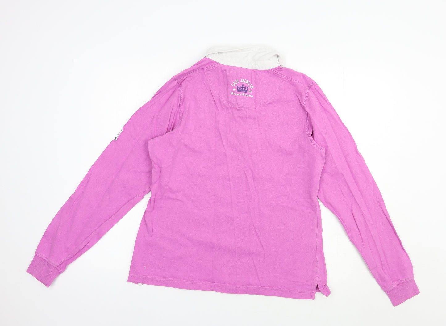 Lazy Jacks Womens Pink  Cotton Basic Polo Size M Collared
