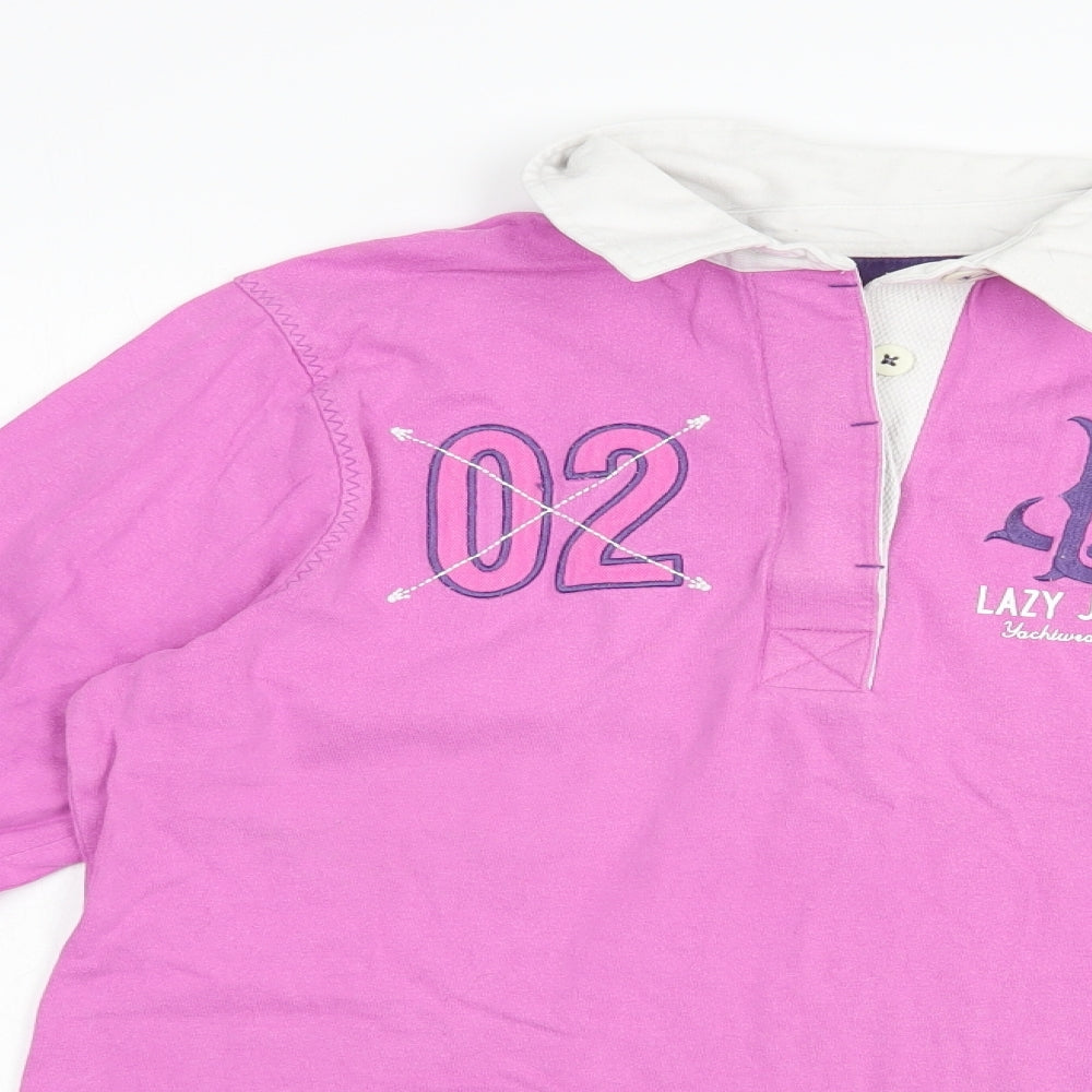Lazy Jacks Womens Pink  Cotton Basic Polo Size M Collared