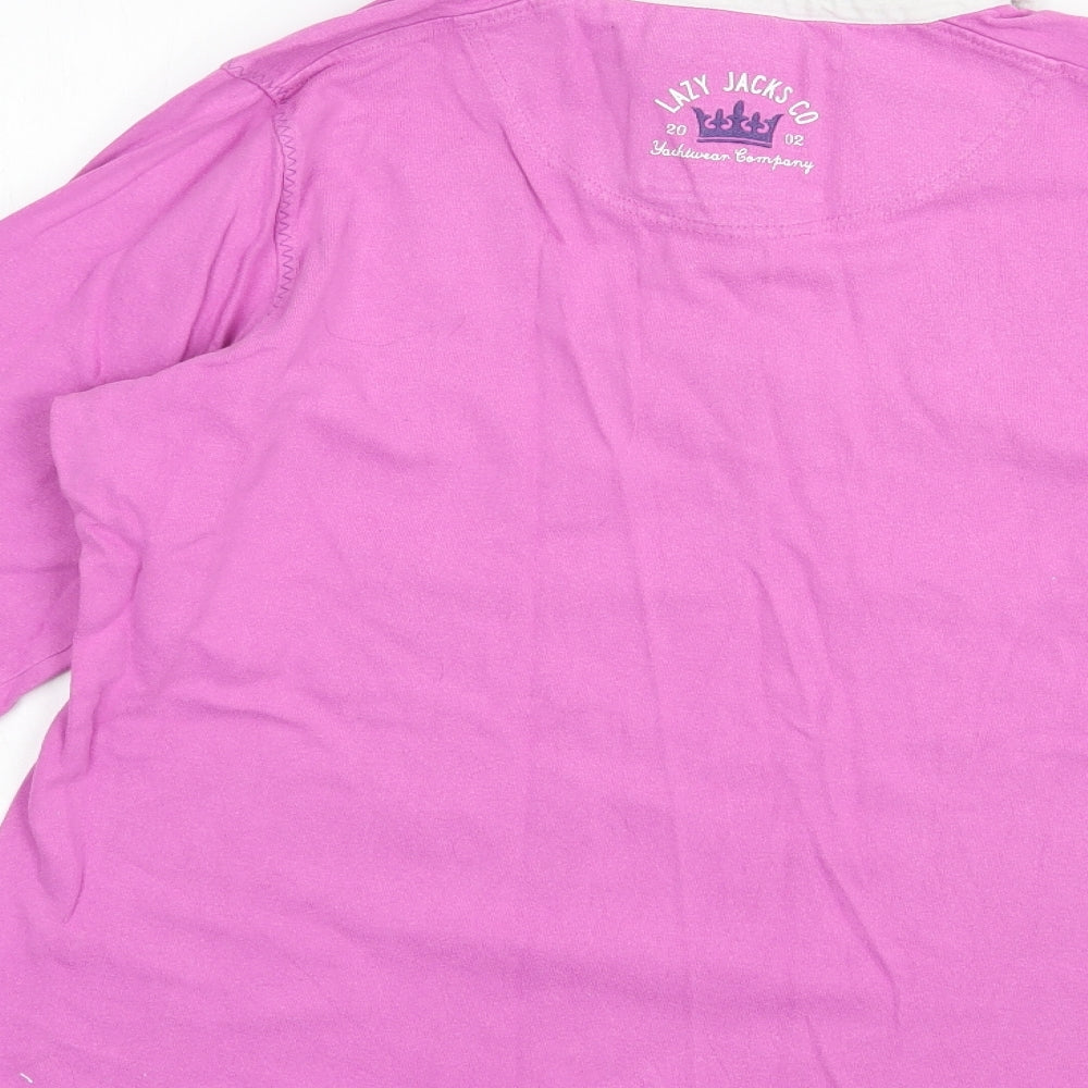 Lazy Jacks Womens Pink  Cotton Basic Polo Size M Collared