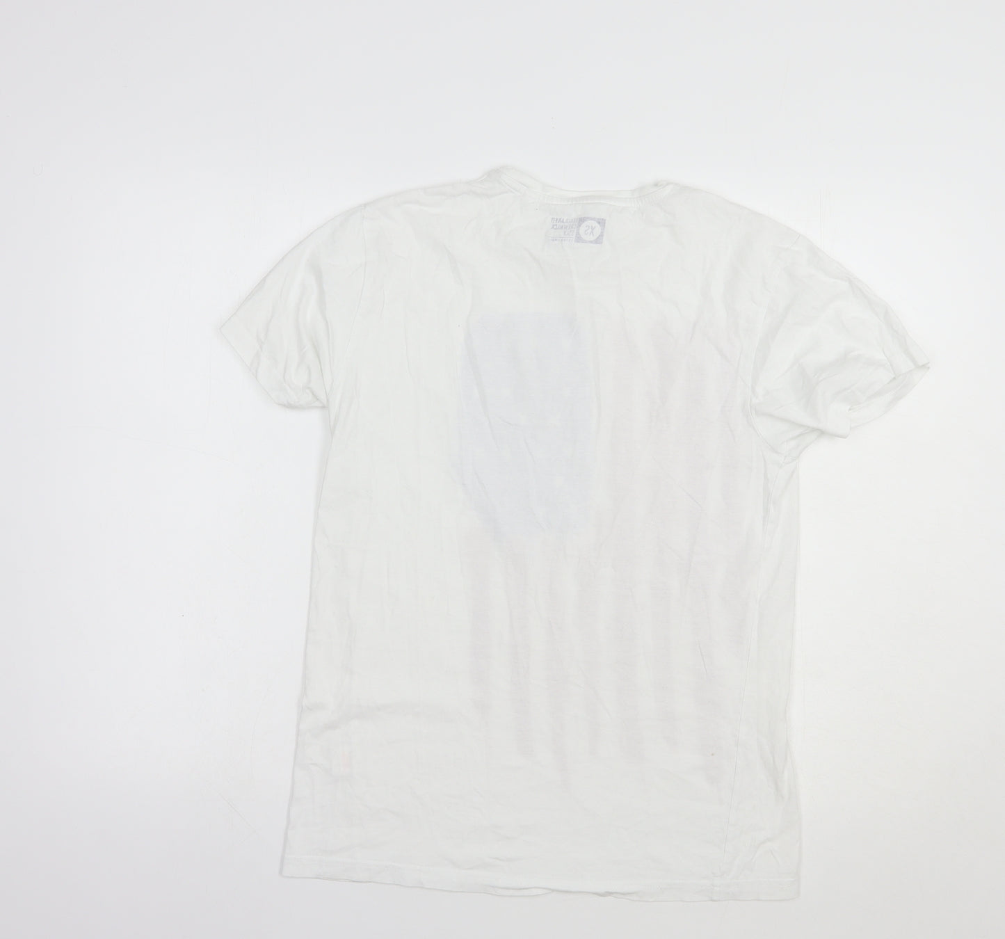 Cedarwood State Mens White  Cotton  T-Shirt Size XS Crew Neck  - Flag