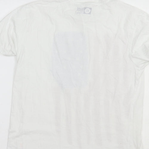 Cedarwood State Mens White  Cotton  T-Shirt Size XS Crew Neck  - Flag
