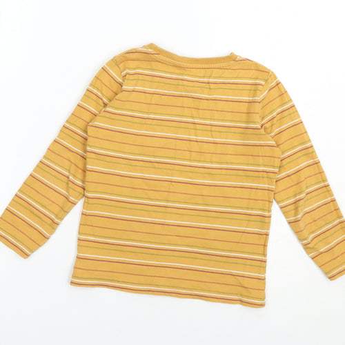 TU Boys Yellow Striped Cotton Pullover T-Shirt Size 4-5 Years Crew Neck Pullover