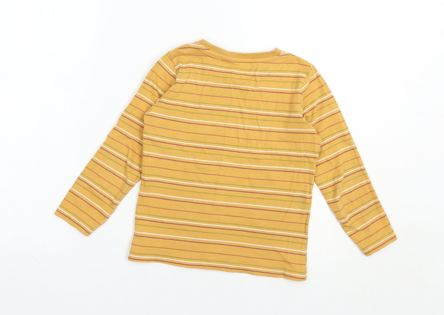 TU Boys Yellow Striped Cotton Pullover T-Shirt Size 4-5 Years Crew Neck Pullover